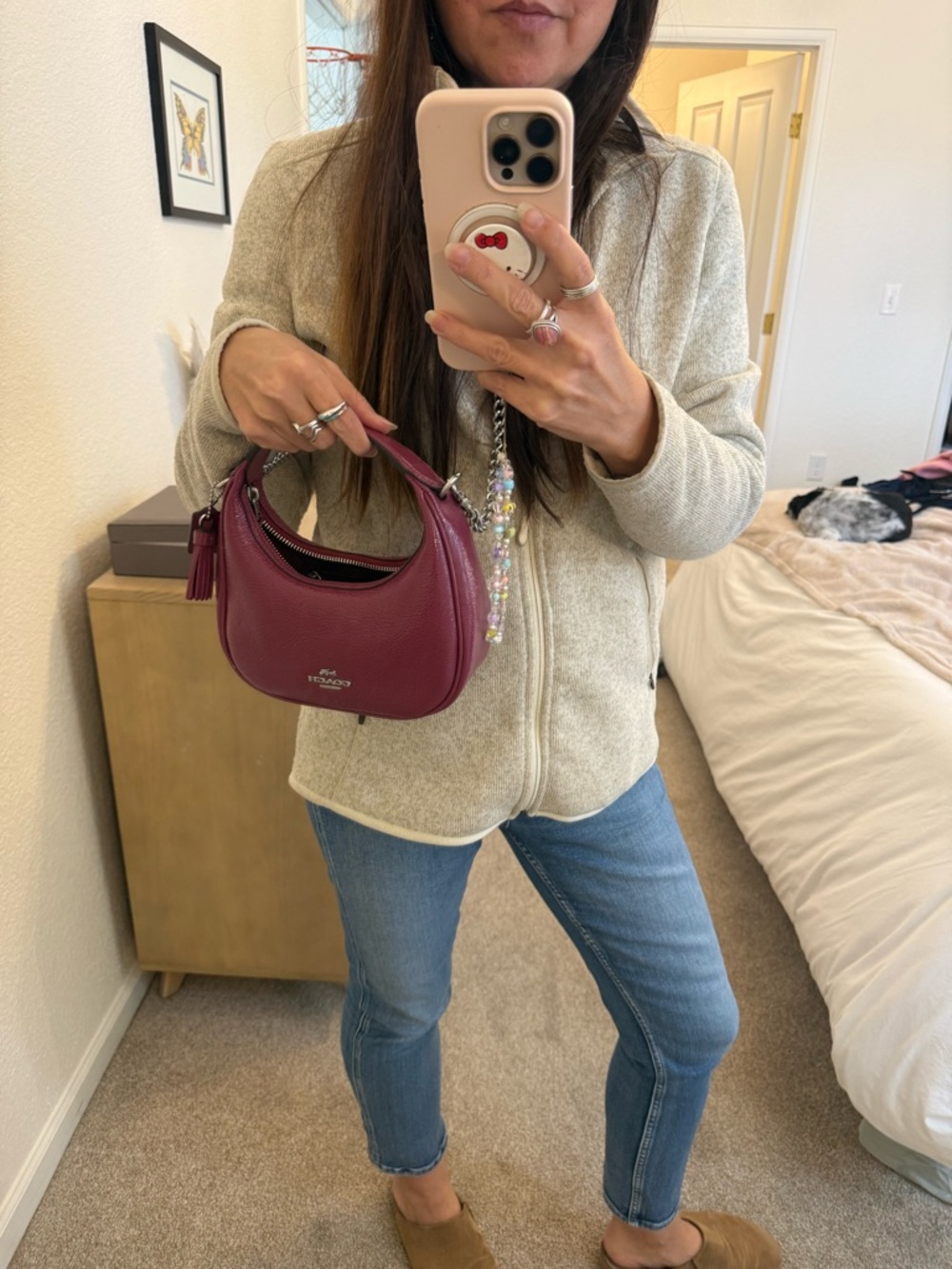 COACH Carmen small handbag in purple patent leather w/crossbody strap